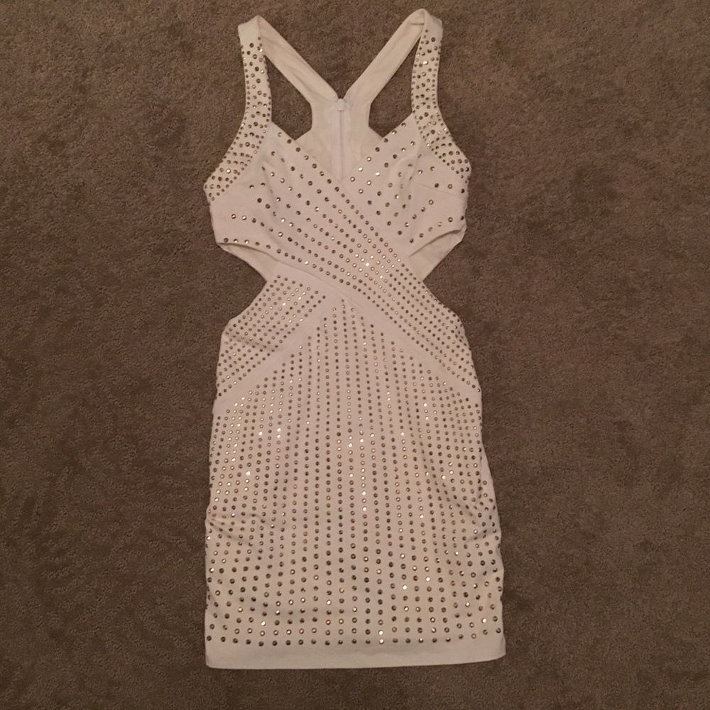 White dress with gold studs